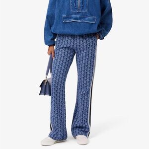 Lacoste Blue Patterned Track Pants with Side Stripes (size European 38, us 8)